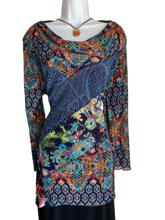 American Vintage Tops - VTG American Vintage Plus 2X Tunic Blouse Lace Boho Floral Artsy Festival Fall